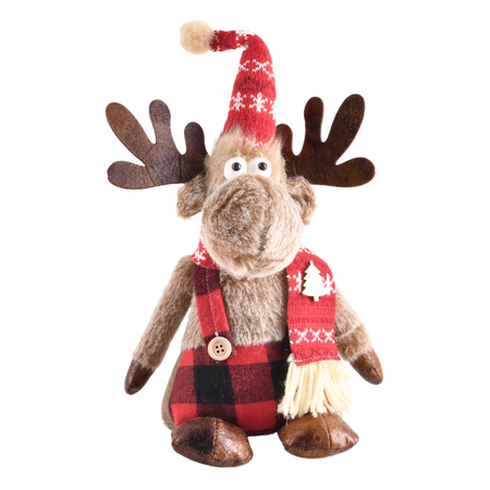 Dekoracja świąteczna renifer z czerwonym szalikiem 40 cm