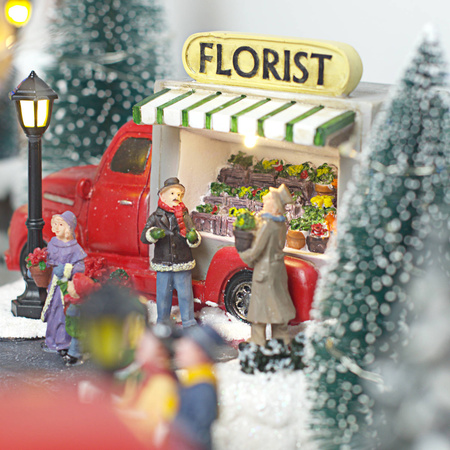 Dekoracja mini auto z kwiatami LED