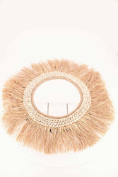 Lustro dekoracyjne z trawy morskiej z muszelkami 61 cm