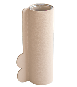 Wazonik w skórzanej osłonce beżowy 21 cm