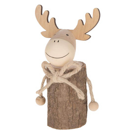 Figurka drewniana renifer - świąteczna dekoracja (brązowy - 5,5x8,7x16 cm)