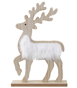 Renifer drewniany z futerkiem