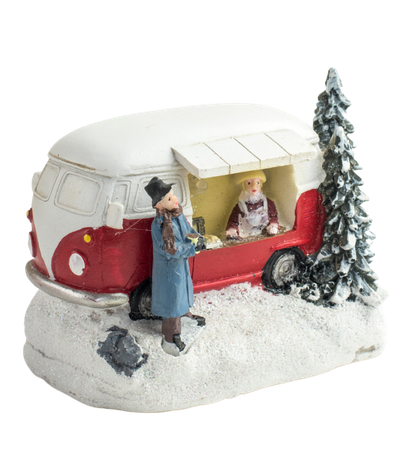 Dekoracja ceramiczna mini food truck z przyczepą