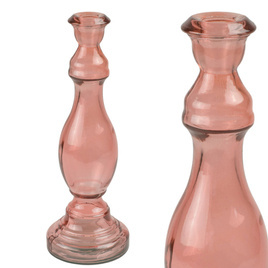 Świecznik ze szkła z recyklingu 30cm róż