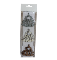 Komplet 3 zawieszek bożonarodzeniowych - choinka