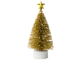 Mini choinka dekoracyjna złota LED