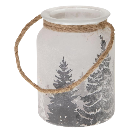 Lampion szklany z jutowym sznurkiem