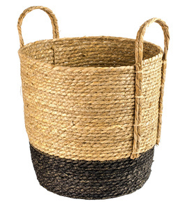 Kosz pleciony z uszami czarny L