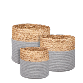 Kosz pleciony wiklinowy szary L