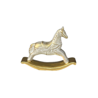 Figurka gipsowa konik na biegunach biało-złota 14cm