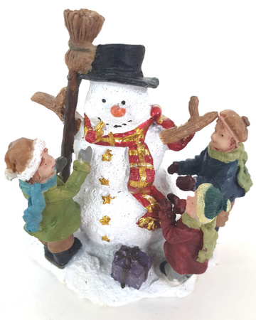 Dekoracja świąteczna - Figurka Bożonarodzeniowa bałwanek z dziećmi