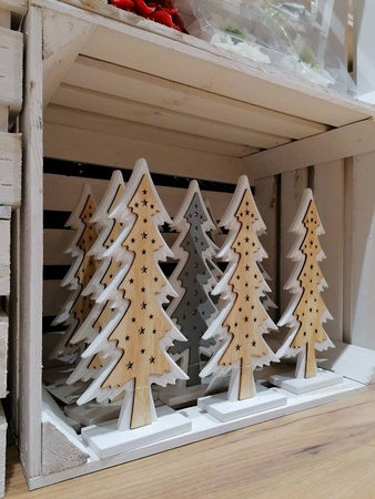 CHOINKA DREWNIANA 12,5x28 CM DEKORACJA ŚWIĄTECZNA