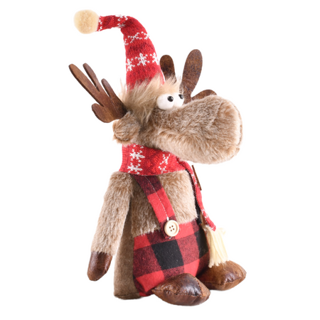 Dekoracja świąteczna renifer z czerwonym szalikiem 40 cm