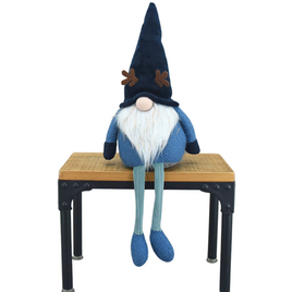 Dekoracja świąteczna gnom niebieski siedzący renifer 59 cm