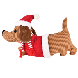 Poduszka świąteczna dekoracyjna pies w stroju mikołaja
