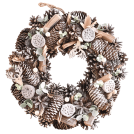 Wianek świąteczny srebrny 35 cm