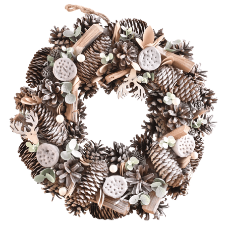 Wianek świąteczny srebrny 35 cm