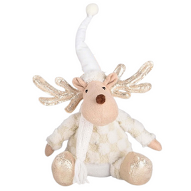 Dekoracja świąteczna renifer ze złotymi rogami 51 cm