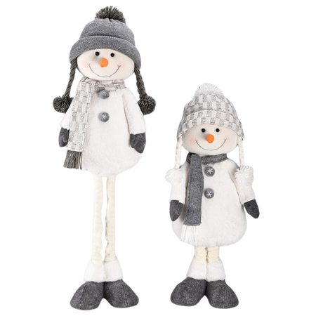 Dekoracja świąteczna bałwan na teleskopowych nogach w czapce 81 cm