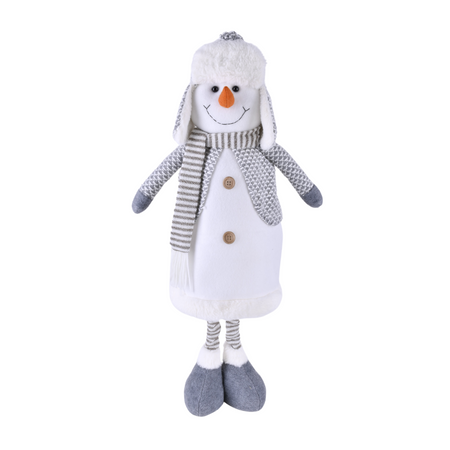 Dekoracja świąteczna Bałwan w szarym szaliku 58 CM