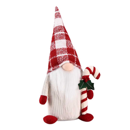 Dekoracja świąteczna gnom z cukrową laską 43 cm