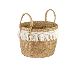 Kosz pleciony ozdobiony sznurkiem wys. 21