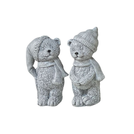 Figurka betonowa miś szaro-srebrna 17cm