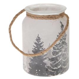 Lampion szklany z jutowym sznurkiem