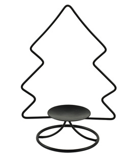 Świecznik choinka na tealight czarna metalowa mała 9,5x14x22 cm