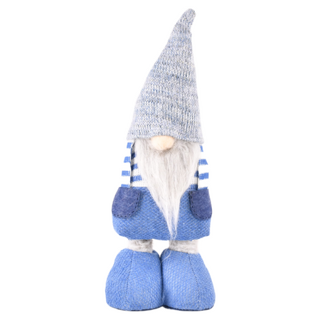 Dekoracja świąteczna granatowy gnom na teleskopowych nogach 55 cm