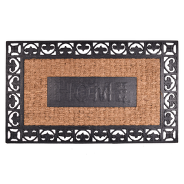 Wycieraczka Panama z kokosem, gumowa, CZARNY NAPIS HOME