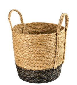 Kosz pleciony z uszami czarny M