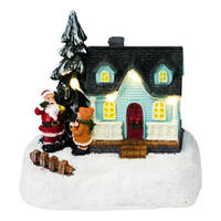 Dekoracja ceramiczna domek z Mikołajem