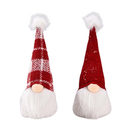 Dekoracja świąteczna gnom w czerwono białej czapce 29 cm