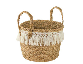 Kosz pleciony ozdobiony sznurkiem wys. 26