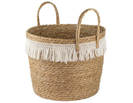 Kosz pleciony ozdobiony sznurkiem wys. 32