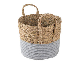 Kosz pleciony z uszami szary wys. 20 cm