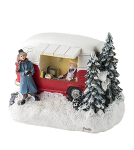 Dekoracja ceramiczna mini food truck z przyczepą