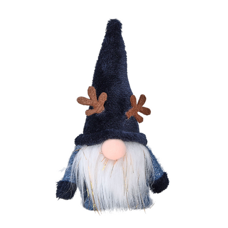 Dekoracja świąteczna gnom renifer niebieski 18 cm