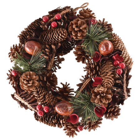 Wianek świąteczny czerwono-brązowy 35 cm