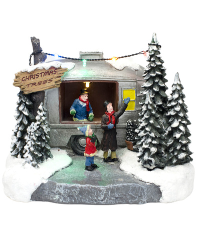 Dekoracja-stoisko z choinkami LED - magiczna dekoracja świąteczna 18x15x13