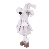 Dekoracja świąteczna myszka stojąca beżowa 62 cm