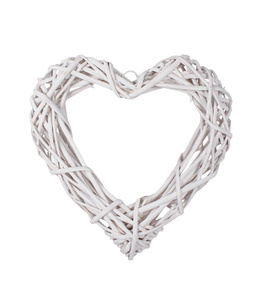 Wianek wiklinowy serduszko białe 10 cm