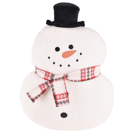 Poduszka świąteczna dekoracyjna bałwan z czerwonym szalikiem