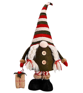 Dekoracja świąteczna gnom na teleskopowych nogach czerwony z warkoczami h:80cm