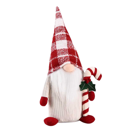 Dekoracja świąteczna gnom z cukrową laską 43 cm