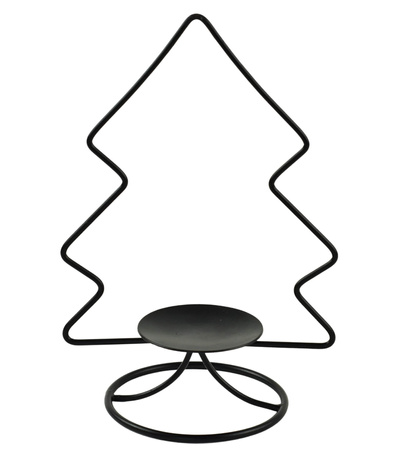 Świecznik choinka na tealight czarna metalowa mała 9,5x14x22 cm