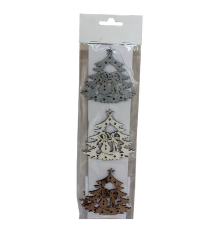 Komplet 3 zawieszek bożonarodzeniowych - choinka