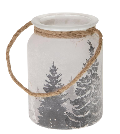 Lampion szklany z jutowym sznurkiem