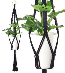 Makrama na doniczkę czarna L